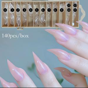 TEMU 3D 고양이 발톱 재사용 가능한 풀 커버 몰드 14가지 사이즈 폴리 네일 젤 연장용 컬러 스틸레토 네일 듀얼 폼 140pcs 할로윈 네일 아트 디자인