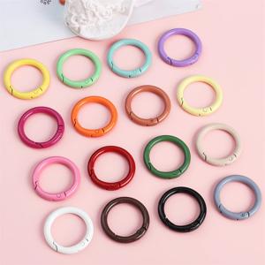 TEMU 23pcs 컬러풀한 금속 스프링 O-링 - 키, 야외 캠핑 및 키체인 액세서리용 내구성 있는 주석 합금 스냅 후크, 다양한 색상, 안전한 잠금 기계, 캠핑 액세서리|키링|키링부자재