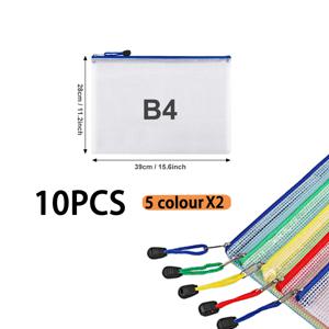 TEMU 10개 멀티 컬러 메쉬 지퍼 백, A4 레터 사이즈, 튼튼한 PVC, 끈 & 손잡이 포함 - 여행, 학교, 사무용품, 크로스 스티치 & 퍼즐 보관, 지퍼 파우치에 이상적|여행용크로스백