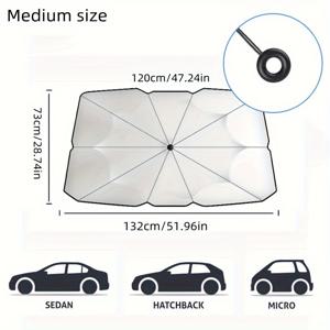 TEMU 앞 유리 차양 우산 Brella Shade For Car Sun Shade Cover UV 차단 전면 창 단열 보호 (검은 눈)|차량햇빛가리개|자동차햇빛가리개