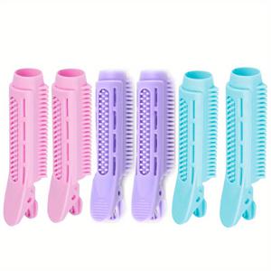TEMU 6pcs 헤어 컬러 나선형 컬 스타일링 롤러, 헤어 롤러 볼류마이징 컬러 루트 클립, DIY 무성한 게으른 인스턴트 뱅 무열 컬러 미세 얇은 긴 짧은 머리 셀프 그립 컬 막대, 열 스타일링 도구 없음