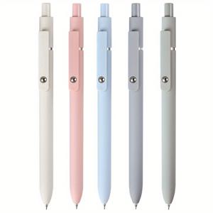 TEMU 5개 리트랙터블 젤 펜, 0.5mm 빠른 건조 블랙 잉크 펜, 미세한 팁과 부드러운 필기, 귀여운 펜, 다이어리 에스테틱 펜, 부드러운 필기, 학교 사무실 가정 용품, 여성 선물, 모란디 및 빈티지 펜 홀더