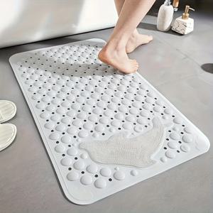 TEMU 1개 욕실 미끄럼 방지 매트, 흡착컵이 있는 샤워방 및 안티드롭 매트, 배수구가 있는 세탁기 사용 가능한 욕조 매트, 발 마사지 샤워 카펫, 흡착컵 바닥 매트|발매트