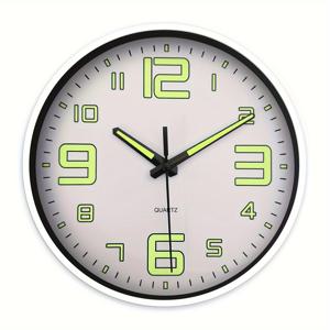 TEMU 유럽식 폭발형 간단한 현대식 벽시계 8인치 1개, 루미너스 디지털 포인터 패턴 무소음 배터리 작동, 거실, 식당, 파티, 침실 야외 벽걸이 장식용 시계에 적합 (배터리 미포함)