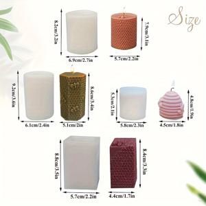 TEMU LEQU candle 4 cylindrical candle molds are used for candle making, resin molds, silicone 3D candle molds, bee honeycomb candle making kits, for home decoration, clay DIY art gifts