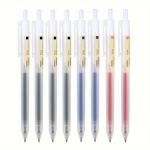 TEMU 8-팩 리트랙터블 젤 잉크 펜 세트, 블랙/레드/블루 잉크, 0.5mm 파인 포인트 롤러볼 펜, 사무용품 및 학교 용품 문구