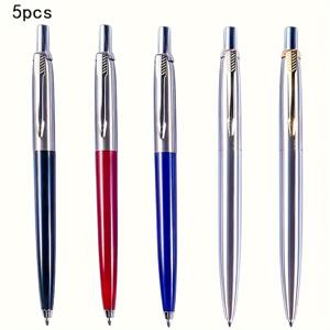 TEMU 5pcs 금속 볼펜 세트 | 접이식, 포인트, 휴대가 편리한 그립 | 고급스러운, 휴대용, 우아한 디자인 전문 사용 | 다양한 색상 (빨강, 파랑, 검정, 흰색, 은색)