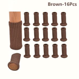TEMU 16/24 팩 블랙 니트 의자 다리 양말, 이중 두께 고탄성 가구 다리 커버, 소음 감소 바닥 보호대, 쉽게 움직이는 원단 의자 캡 세트