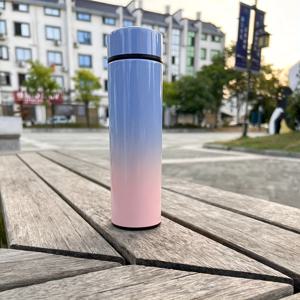 TEMU 1개 그라데이션 스테인리스 스틸 보온 보냉 물병, 비즈니스 및 여행용 304 진공 플라스크, 휴대용 무충전 열전달 컵