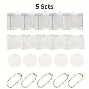 TEMU 2/5개 미니 CD 박스 앨범 레코드 키체인 펜던트, 아크릴 CD 박스 투명 DIY 체인 펜던트, 고급 외관 수준의 창의적 개성 선물