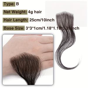 TEMU 레이스 헤어 토퍼 자연 블랙 인비지블 헤드 템플 25cm/10인치 핸드 크로셰 4g 천연 인간 모발 교체용 머리 볼륨 증가 패치