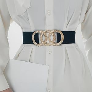 TEMU 1pc 우아한 여성용 허리띠, 탄성 밴드 및 금속 원형 버클 - 다양한 캐주얼 비즈니스 스타일, 드레스, 코트, 셔츠에 적합 - 니트 경량 바디, 깃털 없음, 일상 이동, 주말, 대학교, 야외 활동에 적합