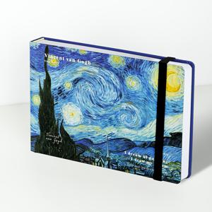 TEMU 1pc Van Gogh Starry Night 커버드 스케치북 - 100페이지, 50장, 160gsm 두꺼운 수채화 종이, 영감을 주는 인용문이 있는 손그림 노트북, 여행 노트북, 예술과 글쓰기에 적합한 예술 용품 | 영감을 주는 노트 | 내구성 있는 커버, Van Gogh 노트북