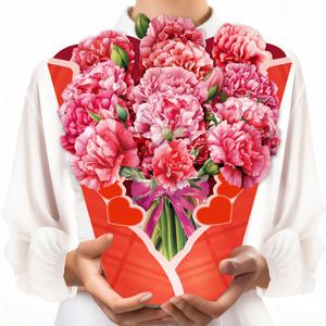 TEMU 1pc 영원한 카네이션 팝업 보석 카드 - 3D 꽃 인사와 메모 및velop, 종이 꽃 팝업 디자인, 추수감사절, 생일, 축하 졸업, 감사 및 졸업 카드에 적합합니다