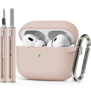 TEMU For AirPods Pro 케이스 2/Pro, 4/3/2/1용 - 부드러운 실리콘, 가벼움, 청소 펜 및 후크 포함, 무선 충전 호환, 투명 디자인, 내구성 및 세척 가능
