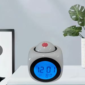 TEMU 1pc 만화 주제 미니 디지털 알람 시계, 프로젝션, 온도 표시, 음성 시간 발표 - 침실, 거실, 기숙사 장식용 USB 전원 불규칙한 크라운 모양 시계
