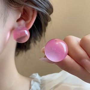 TEMU 1 쌍 한국 및 일본에 영감을 받은 도파민 캔디 색상 레진 귀걸이, 심플한 스타일, 스테인레스 스틸 포스트, 일상적인 착용 및 축제 행사에 적합, 모든 계절 액세서리