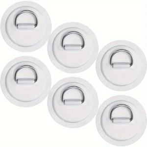 TEMU 6-팩 유니버설 핏 PVC D-링 패치 - 팽창식 보트, 카약, 서핑 보드, 카누, 뗏목용 - 접착제 불필요, 흰색