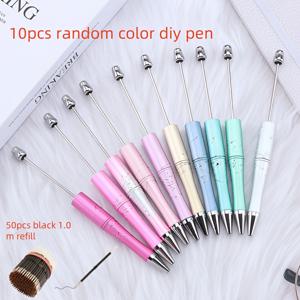 TEMU 60개 (50개 교체 충전용 포함) DIY 액세서리 다색 랜덤 헤어 장신구 만들기 키트 고급 표면 인크트 볼펜 실리콘 비즈 포커스 비즈 비즈 만들기 DIY 펜 서적 창의적인 공예