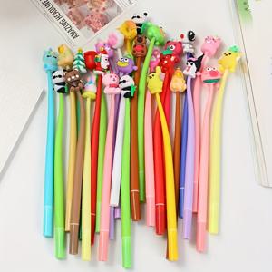 TEMU 20개 세트 귀여운 만화 텀블러 젤 펜, 0.5mm 미세 포인트, 부드러운 고무 그립, 사무실과 학교용 창의적인 흔들리는 쓰기 펜