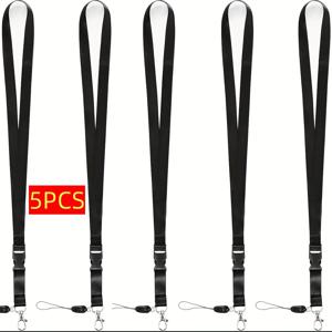 TEMU 5pcs 두꺼운 게잡이 후크 란야드, 제거 가능한 안전 버클, 폴리에스터 섬유, ID 배지 란야드용