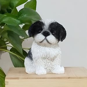 TEMU 홈 데코용 귀여운 시트즈 인형, 테이블 장식용 레진 모조 개 장식입니다.