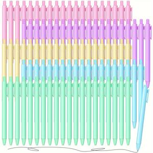 TEMU 100개 리트랙터블 블랙 젤 잉크 펜, 0.5mm 미세 팁, 쓰기, 메모 및 사무용 귀여운 문구류, 파스텔 컬러 펜