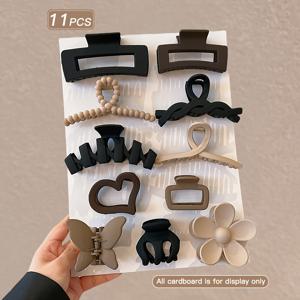 TEMU 11pcs 여성용 거품질 그립 클립, 여성용 머리 클립, 대형 상어 클립, 고급스러운 느낌, 머리 클립, 머리 클립 그립 클립, 머리 클립 나비 머리 클립 머리 액세서리, 꽃 머리 액세서리, 얼굴 씻기용으로 적합