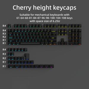TEMU 투명 체리 프로필 키캡, PBT 소재, 이중 색상(화이트 & 블랙), 6.25U 스페이스바, 대부분의 기계식 키보드에 적합(61/68/75/84/87/98/99//104/108) - 세련된 디자인