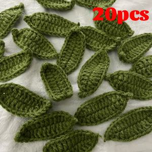 TEMU 10/15/20/30pcs DIY로 만든 손수제 니트 완성 꽃 녹색 잎, 손수제 액세서리 잎 모델링, 일상적인 착용, 선물 또는 DIY 열혈팬에게 적합, 독특한 꽃 디자인, 헤어 액세서리 및 보석 제조 필수한 손수제 액세서리