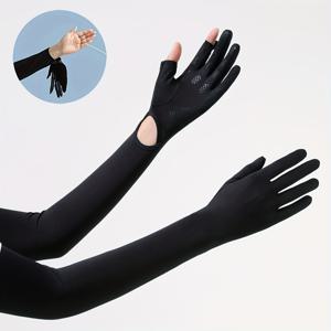 TEMU 열린 손가락 디자인, 긴 장갑 아이스 슬리브, 네 계절 사용에 적합한 아이스 실크 장갑, 넓은 범위 커버리지, 부드럽고 실크, 통기성, 재사용 가능|팔토시