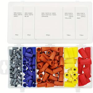 TEMU AOKIN 158pcs 절연 전선 커넥터, 스프링, 빠른 커넥트 휴대용 케이블 캡, 컬러풀 전기 전선 모자, 절연되지 않음, 구리 합금, 크리밍, 종결, 및 스플라이싱, 전기 커넥션 액세서리 | 컬러풀 케이블 캡 | 내구성 있는 커넥터