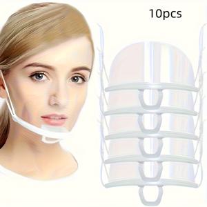 TEMU 5/10개, 투명 마스크 쉴드 커버 - 서비스 산업용, 가정 위생 방수 침방지 얼굴 보호대, 레스토랑 및 학교에 적합