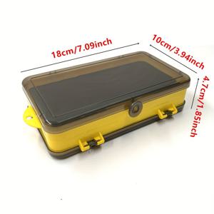 TEMU 1개 투명 칸막이 & 안전 잠금장치가 있는 양면 낚시 도구 케이스 - 컴팩트 휴대용 소프트 베이트 및 리드 헤드 훅 정리함, 혼합 색상, 클리어 뚜껑 케이스