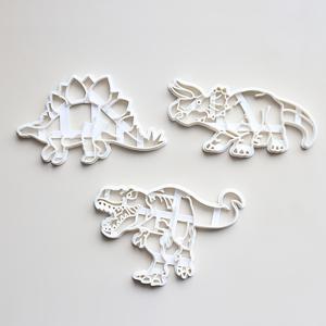 TEMU 3개 다이노소어 쿠키 몰드 세트 - 플라스틱 공룡 비스킷 커터, DIY 디노 테마 쿠키 & 퐁당용 어린이 베이킹 도구 (공룡 파티 선물)