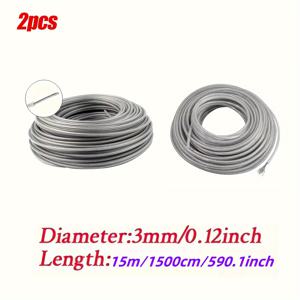 TEMU 15미터 스틸 와이어 나일론 잔디 트리머 라인, 2.4mm, 2.7mm 및 3.0mm 직경의 내구성 있는 제초용 줄, 정원 및 공원 관리에 적합, 12가지 모델의 잔디 헤드와 호환 가능