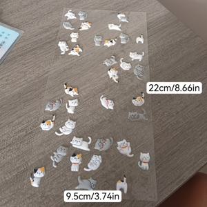 TEMU 1개 귀여운 고양이 3D 스티커 - 혼합 색상 반짝이는 액센트, 불규칙한 모양 매트 종이 데칼, DIY 폰케이스 & 노트북, 물병 장식용 카툴 애니멀 스티커, 폰케이스 커스터마이징, 화려한 디자인