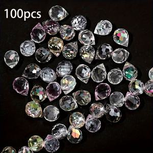 TEMU 100개 다면체 반짝이는 유리 물방울 비즈 - 8x10mm 무지개 빛깔 드롭 비즈, 주얼리 만들기용 DIY 공예품, 비즈 작업 프로젝트 - 생생한 색상 & 고품질 유리, 주얼리 제작용 유리비즈, 면처리 디자인, 반사 효과, 광택 표면, 비즈 공예 용품, 공예 애호가들을 위한