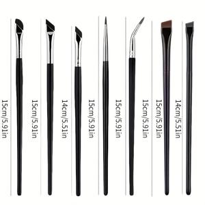 TEMU 7pcs 아이라이너 브러시 세트 초박형 각도 팁, 접은 날카로운 아이라이너 브러시, 얇은 기울어진 눈썹 브러시, 하강 눈썹 브러시, 하강 눈썹 브러시, 눈물 경계 브러시, 검은 블레이드 메이크업 브러시, 휴대용, 초보자에게 추천, 눈에 좋은 도움말