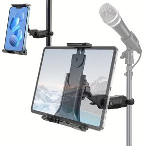 TEMU 4-13인치 기기용 범용 태블릿 & 폰 마운트 스탠드 - 내구성 있는 ABS 핸즈프리 홀더, 마이크, 자전거 핸들바, 차량 에어벤트 및 책상 호환 가능 - 음악 표기, 영상 통화, 내비게이션을 위한 인체공학적 디자인|그립톡