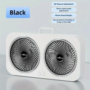 TEMU 듀얼 헤드 USB 팬, 360° 회전 가능한 블레이드 벽걸이 및 독립형 디자인, 충전식 18650 배터리, 다기능 냉각 솔루션, 조용한 작동, 3단계 조절 가능한 경량 팬, 5가지 시나리오(사무실, 침실, 야외, 캠핑 등)에서 사용하기 적합한 충전식 팬|벽걸이선풍기