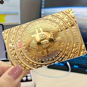 TEMU 1pc 골든 비트코인 신용 카드 스티커, 신용 카드 피부 보호자 장식 스티커, EBT, 교통, 열쇠, 신용 카드, 신용 카드, 은행 카드 보호 등에 적합 - 네 계절 모두에 적합
