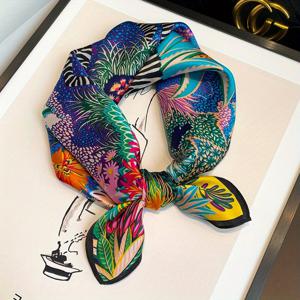 TEMU 100% 머베리 실크 스카프 53x53cm - 생동감 넘치는 열대 꽃무늬 스퀘어 스카프, 여성 및 남성용 통기성 좋은 비신축 엘레강트 패션 액세서리, 크리스마스 추수감사절 졸업 선물, 실크 헤드 스카프, 축제 의상 포인트, 고급스러운 감촉의 원단