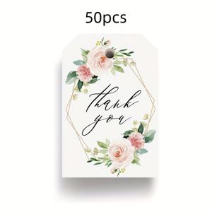 TEMU 50장 우아한 꽃 감사 선물 태그, 기하학적 디자인 종이 태그, 웨딩 선물, 신부 샤워, 생일 파티 및 특별 이벤트용