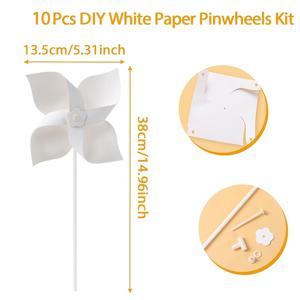TEMU 10팩 DIY 흰색 종이 풍차 키트, 13.5x38cm, 파티 장식용 수작업 공예, 전기 필요 없음, 결혼식, 생일, 아기 샤워 및 기념일에 적합한 다용도 제품