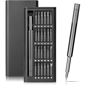 TEMU 25-in-1 정밀 스크루드라이버 세트, 자기 토르크 및 플랫헤드 팁, 스틸 수리 도구 키트, Xiaomi, iPhone, 노트북, 시계 - 배터리 없음, 전자 부품/마더보드 제외