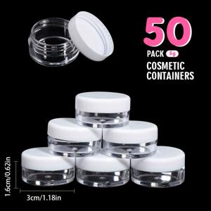 TEMU 25/50pcs 미니 투명 크림 재스 5G 빈 플라스틱 화장품 재스 투명 샘플 병 눈썹 크림 입술 바름 용기 투명 원형 재스 플라스틱 샘플 용기 뚜껑, 눈썹 비즈 귀걸이 액체 로션 크림 화장품 보관, 여행 필수품 샘플 화장품 재스 빈 미니 병