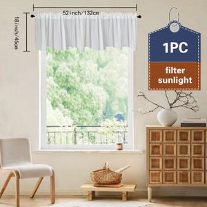 TEMU 1pc/2pcs 파티, 선물, 부엌, 사무실, 침실, 가정 장식을 위한 현대적인 얇은 작은 커튼 계층, 반 커튼 밸런스, 로드 포켓 폴리에스테르 짧은 창 커튼|커튼봉