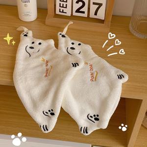 TEMU 2개 귀여운 북극곰 매달린 손수건 - 울트라 소프트 두꺼운 코랄 플리스, 빠른 건조 & 슈퍼 흡수력 