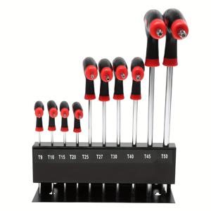 TEMU 10개 벌 Torx 볼 및 스타 엔드 육각 키 세트, T-핸들, 크롬 바나듐 강철, 녹 방지, 내구성, 부식 방지 - 자동차 수리용 범용 미터법 육각 렌치 도구 키트